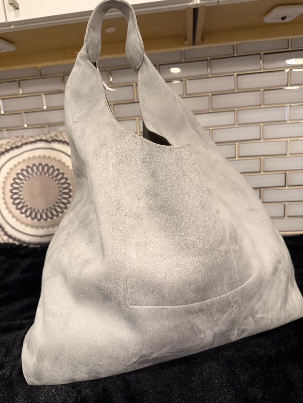 GAP Vegan Leather Slouchy Tote - GRAY - Picture 3 of 5